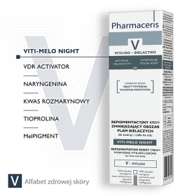 PHARMACERIS V VITI-MELO NIGHT Repigmentacyjny krem zmniejszający obszar plam bielaczych do twarzy i ciała na noc 40 ML